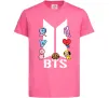 Детская футболка BTS logo з намальованими тваринками Ярко-розовый фото