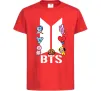 Детская футболка BTS logo з намальованими тваринками Красный фото