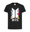 Детская футболка BTS logo з намальованими тваринками Черный фото