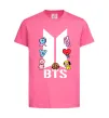 Детская футболка BTS logo з намальованими тваринками Ярко-розовый фото