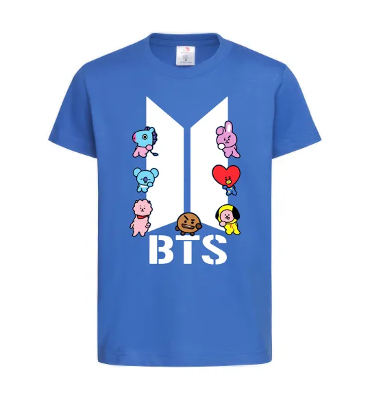 Детская футболка BTS logo з намальованими тваринками Ярко-синий фото
