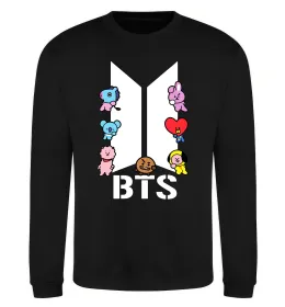 Свитшот BTS logo з намальованими тваринками Черный фото
