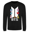 Світшот BTS logo з намальованими тваринками Чорний фото