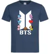 Мужская футболка BTS logo з намальованими тваринками Темно-синий фото
