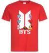 Мужская футболка BTS logo з намальованими тваринками Красный фото