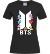 Женская футболка BTS logo з намальованими тваринками Черный фото