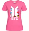 Женская футболка BTS logo з намальованими тваринками Ярко-розовый фото