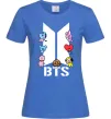 Женская футболка BTS logo з намальованими тваринками Ярко-синий фото