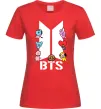 Женская футболка BTS logo з намальованими тваринками Красный фото