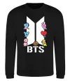 Свитшот BTS logo з намальованими тваринками Черный фото