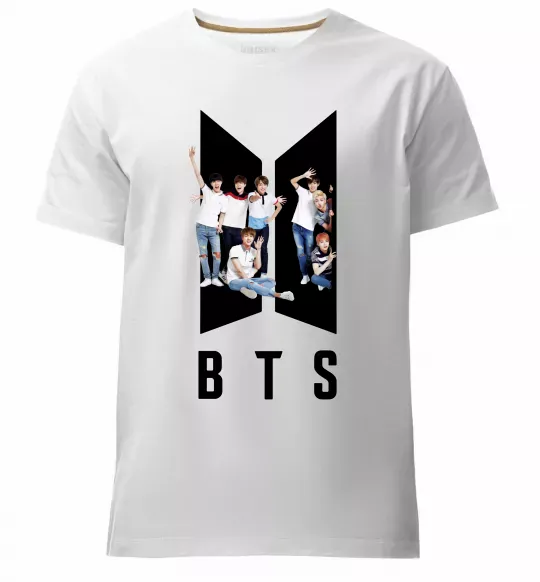 Мужская премиум футболка Фото BTS Белый фото