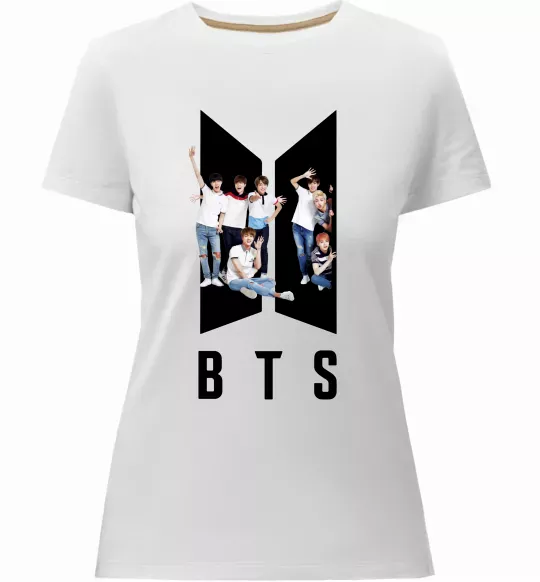 Жіноча преміум футболка Фото BTS Білий фото