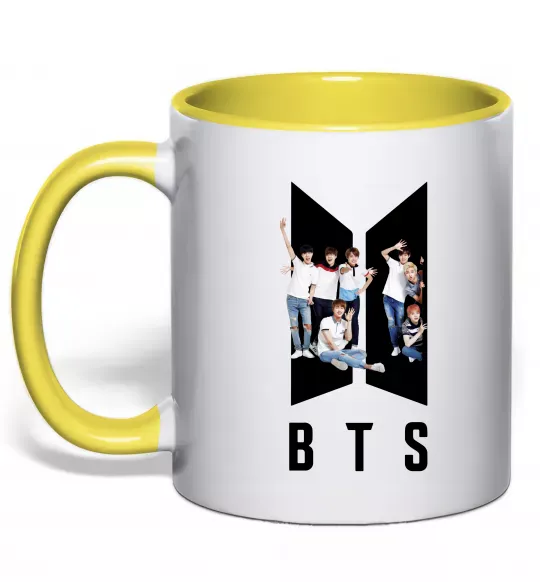 Чашка з кольоровою ручкою Фото BTS Сонячно жовтий фото