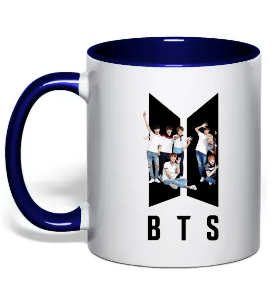 Чашка з кольоровою ручкою Фото BTS Глибокий темно-синій фото