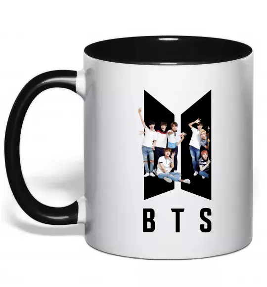 Чашка з кольоровою ручкою Фото BTS Чорний фото