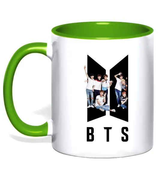 Чашка з кольоровою ручкою Фото BTS Лаймовий фото