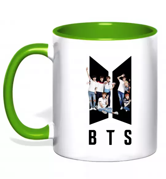 Чашка з кольоровою ручкою Фото BTS Зелений фото