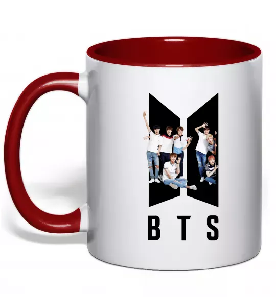 Чашка з кольоровою ручкою Фото BTS Червоний фото