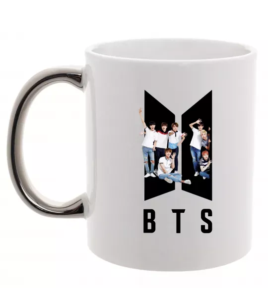 Чашка з кольоровою ручкою Фото BTS Срібло фото