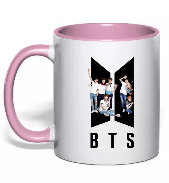 Чашка з кольоровою ручкою Фото BTS Ніжно рожевий фото