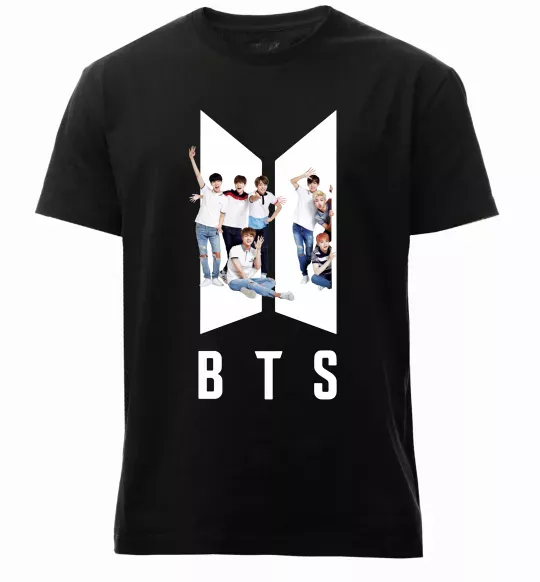 Мужская премиум футболка Фото BTS Черный фото