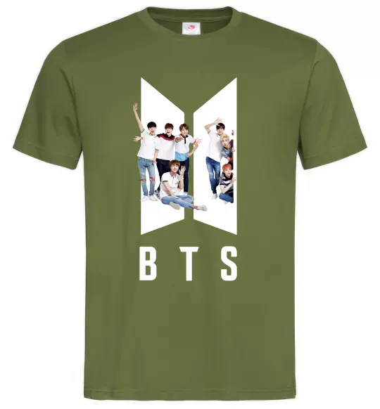 Мужская футболка Фото BTS Оливковый фото