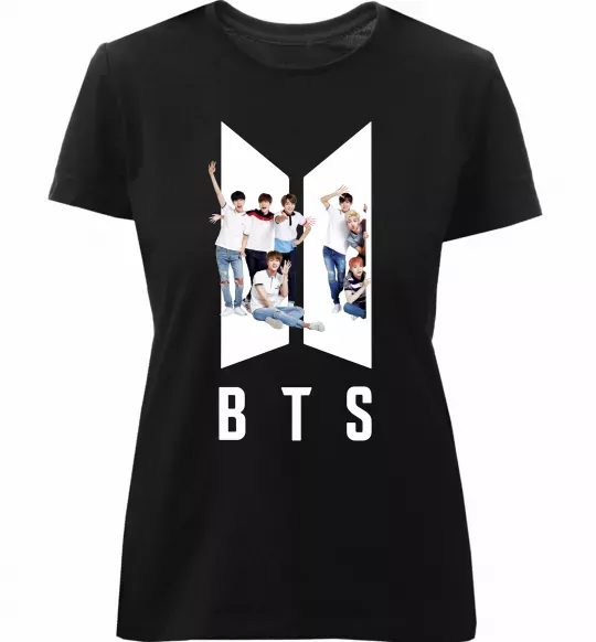 Жіноча преміум футболка Фото BTS Чорний фото