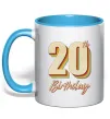 Чашка с цветной ручкой 20th Birthday Голубой фото