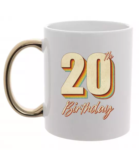 Чашка с цветной ручкой 20th Birthday Золото фото