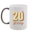 Чашка с цветной ручкой 20th Birthday Серебро фото