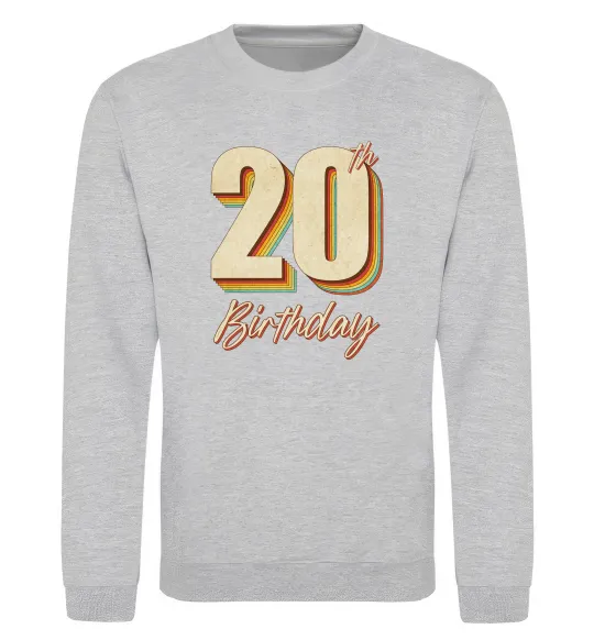 Світшот 20th Birthday Сірий меланж фото