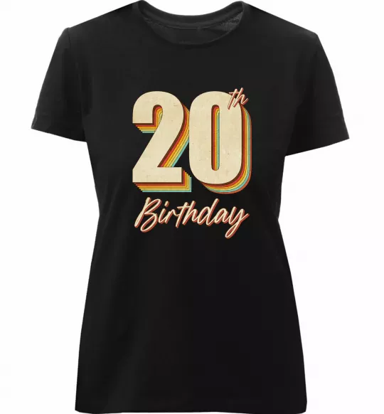 Жіноча преміум футболка 20th Birthday Чорний фото