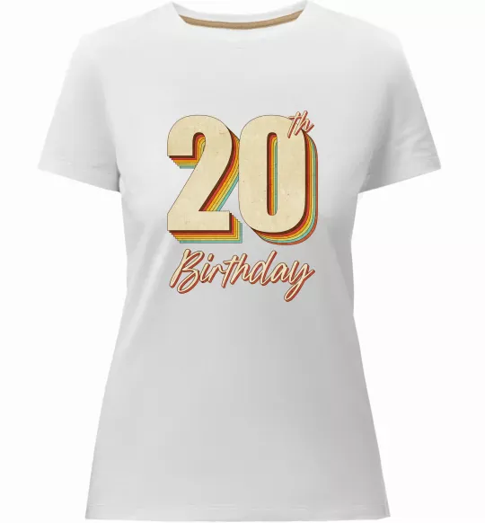 Жіноча преміум футболка 20th Birthday Білий фото