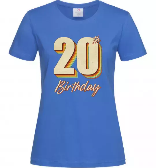 Жіноча футболка 20th Birthday Яскраво-синій фото
