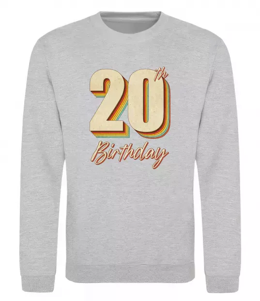 Світшот 20th Birthday Сірий меланж фото