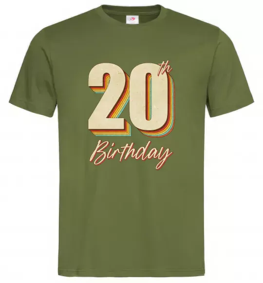 Мужская футболка 20th Birthday Оливковый фото