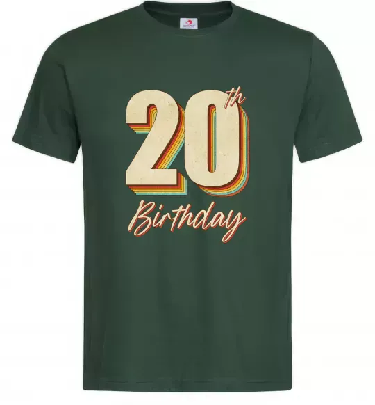 Мужская футболка 20th Birthday Темно-зеленый фото