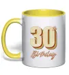 Чашка з кольоровою ручкою 30th Birthday Сонячно жовтий фото