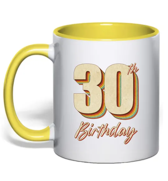 Чашка с цветной ручкой 30th Birthday Лимонный фото