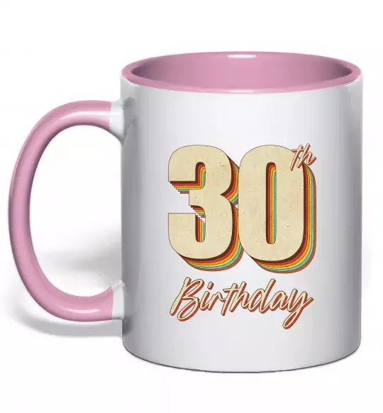 Чашка з кольоровою ручкою 30th Birthday Ніжно рожевий фото