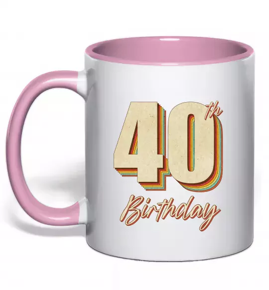 Чашка с цветной ручкой 40th Birthday Нежно розовый фото
