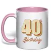 Чашка с цветной ручкой 40th Birthday Нежно розовый фото