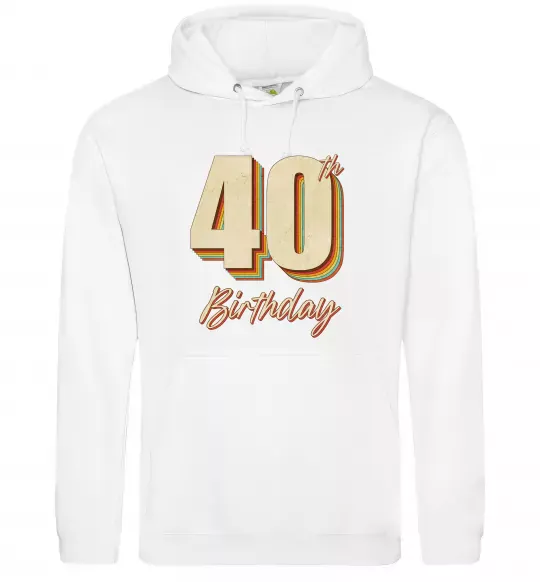 Мужская толстовка (худи) 40th Birthday Белый фото