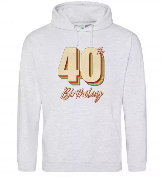Мужская толстовка (худи) 40th Birthday Серый меланж фото