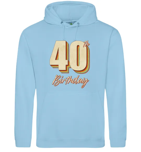 Мужская толстовка (худи) 40th Birthday Голубой фото