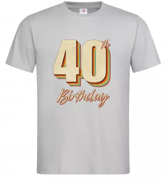 Мужская футболка 40th Birthday Серый фото