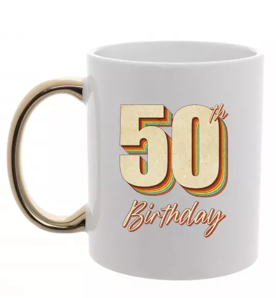 Чашка с цветной ручкой 50th Birthday Золото фото