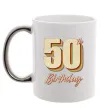 Чашка с цветной ручкой 50th Birthday Серебро фото