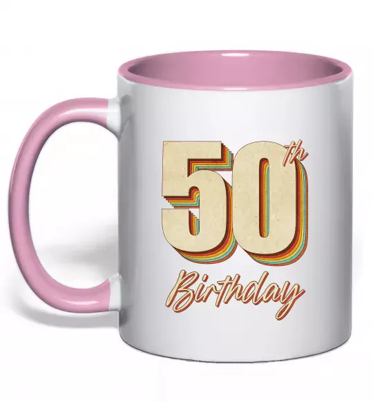 Чашка с цветной ручкой 50th Birthday Нежно розовый фото