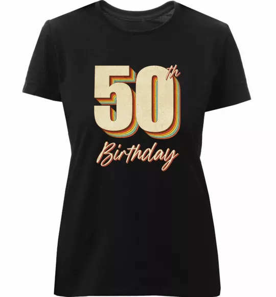 Жіноча преміум футболка 50th Birthday Чорний фото